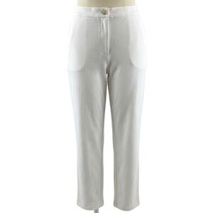 Eileen Fisher White Pants Size L Elastic Waist Vacation Organic Cotton Career